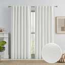 KEQIAOSUOCAI Natural Linen Look Blackout Floor to Ceiling Curtains, Full Shade 96 Inches Long Complete Drapes for Living Room Back Tab Hook Belt (Cream/Ivory Beige, 50W x 96L 8 FT Tall, 2 PCs)