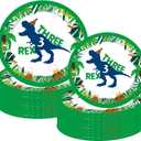 Three Dino Rex Birthday Party Decorations Dinosaur Birthday Party Supplies 3 Year Old Boy Dino Balloon Arch Backdrop Cake Topper Plates Napkins and Cups Table Cloth for for Boy T-Rex 3 Rex Dino Bday