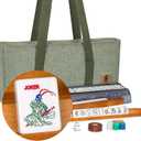 Yellow Mountain Imports American Mahjong Set “Celestial Harmony” Intricately Detailed Carved Tiles, Green Soft Case, Wooden Racks with Pushers, Dice, Wind Indicator & Wright Patterson Scoring Coins