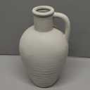 Terracotta Vase 10inch Tall, Farmhouse Distressed Ceramic Pottery, Unique Textured Stoneware Mantel Decoration, Black Boho Vintage Stone Vases for Flowers, Centerpieces, Living Room. (Greek)