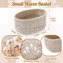 10 x 10 Pack Small Woven Baskets for Storage, Cotton Rope Decorative Organizer Storage Bins for Shelves, Closet, Nursery, Bathroom, 7.5"x5.5"x3.9" Tiny Boho Empty Gift Baskets (Linen)