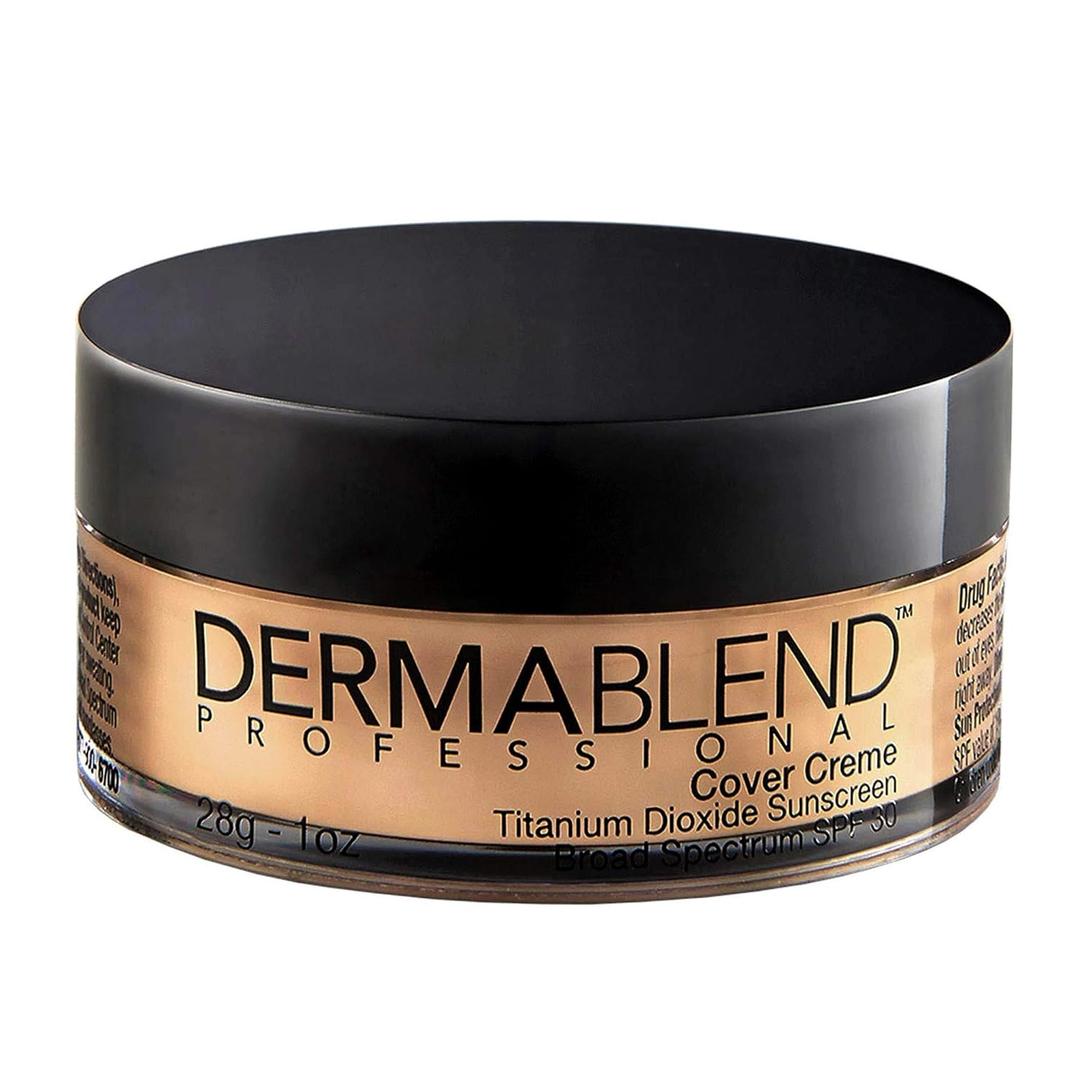 Dermablend Cover Crme Full Coverage Foundation Makeup, Hydrating Cream Concealer for Dark Circles and Blemishes, Maximum Coverage with Mineral Sunscreen SPF 30, 1 OZ (45W Hazelnut Beige: For medium-tan bronzed skin tones with warm undertones), BBD:03/2027