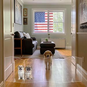 Clear Acrylic Dog Gate for Indoor Use – 4 Panel Pet Gate for Doorways, No Drilling, Foldable Dog Barrier,Foldable Doggy Cat Fence with Support Feet for Home, Stairs, and Puppy Playpen