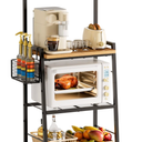 Anniper Bakers Rack with Foldable Basket, Large 4 Tiers Coffee Bar Station, Kitchen Microwave Stand with Storage, Metal Shelf Rack for Living Room, Office, Garage (Rustic Brown)