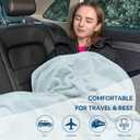 BEDELITE Travel Blanket with Bag, Ultra-Soft Jacquard Fleece Blanket with Luggage Sleeve & Backpack Clip, Airplane Blanket Travel Essentials, Blue