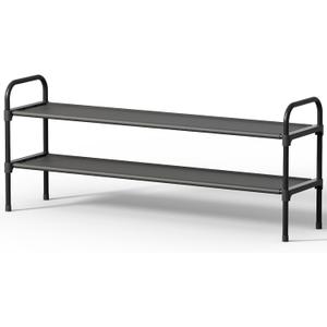 Kitsure Extra-Long Shoe Rack for Closet, Shoe Organizer for Front Door Entrance, Stackable Shoe Shelf, Detachable Closet Organizers and Storage, 39.0" Wide - 2 Tier, Black