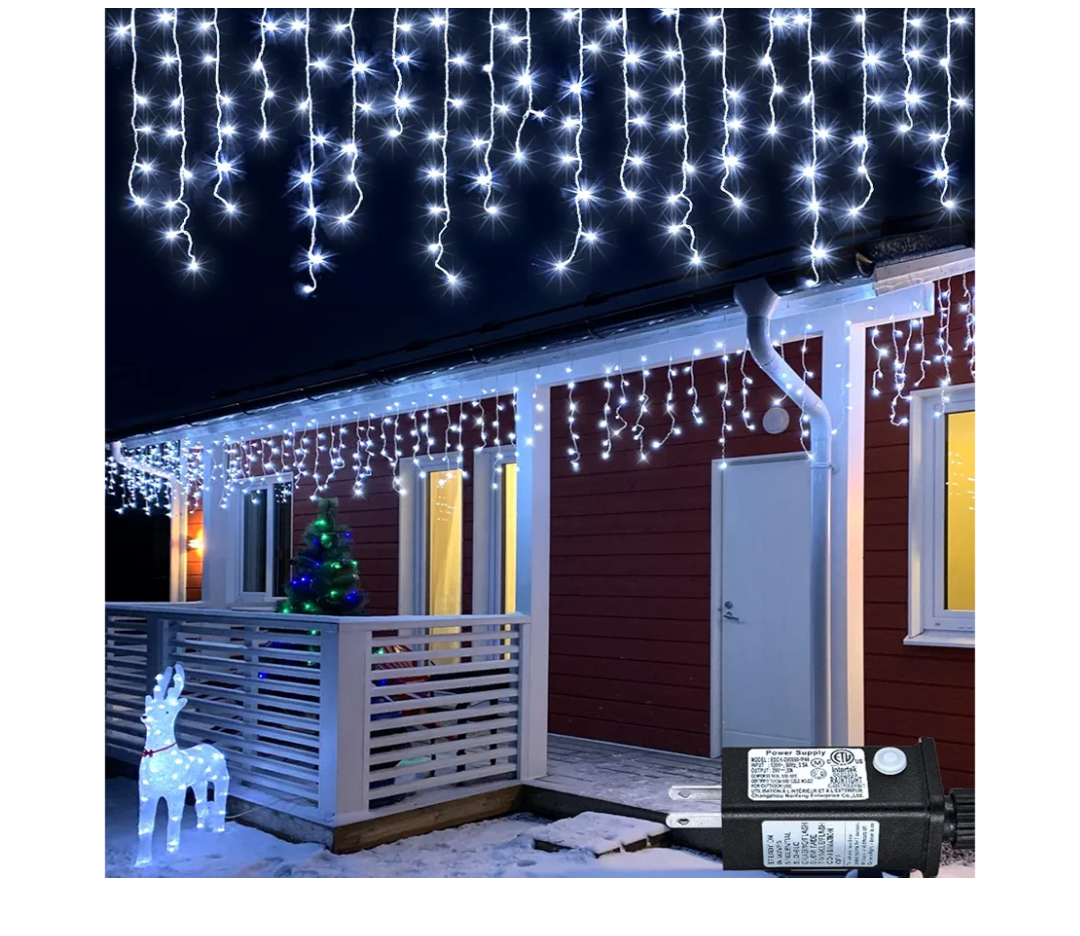 648 White Christmas lights (Outdoor). Lights for Outside House with Connectable Clear Wire 8 Modes Timer, Plug in Waterproof for Home Holiday Eaves Yard Roof Party Room Indoor Decoration