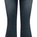 WDIRARA Women's Goth Punk Rhinestone Embroidered Flare Jeans Bootcut Denim Pants (Blue, S)