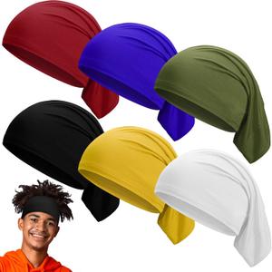 SATINIOR 6 Pieces Dreadlock Bands for Men Unisex Spandex Long Head Tube Headband Dread Lock Hair Accessories Wraps for Men Women Hair Accessories, 6 Colors(Cute Color)