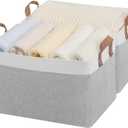 StorageWorks Storage Bins, Fabric Storage Bins for Shelves, Large Storage Baskets with Metal Frame, Closet Baskets and Bins with Handles, Gray and White, 2-Pack