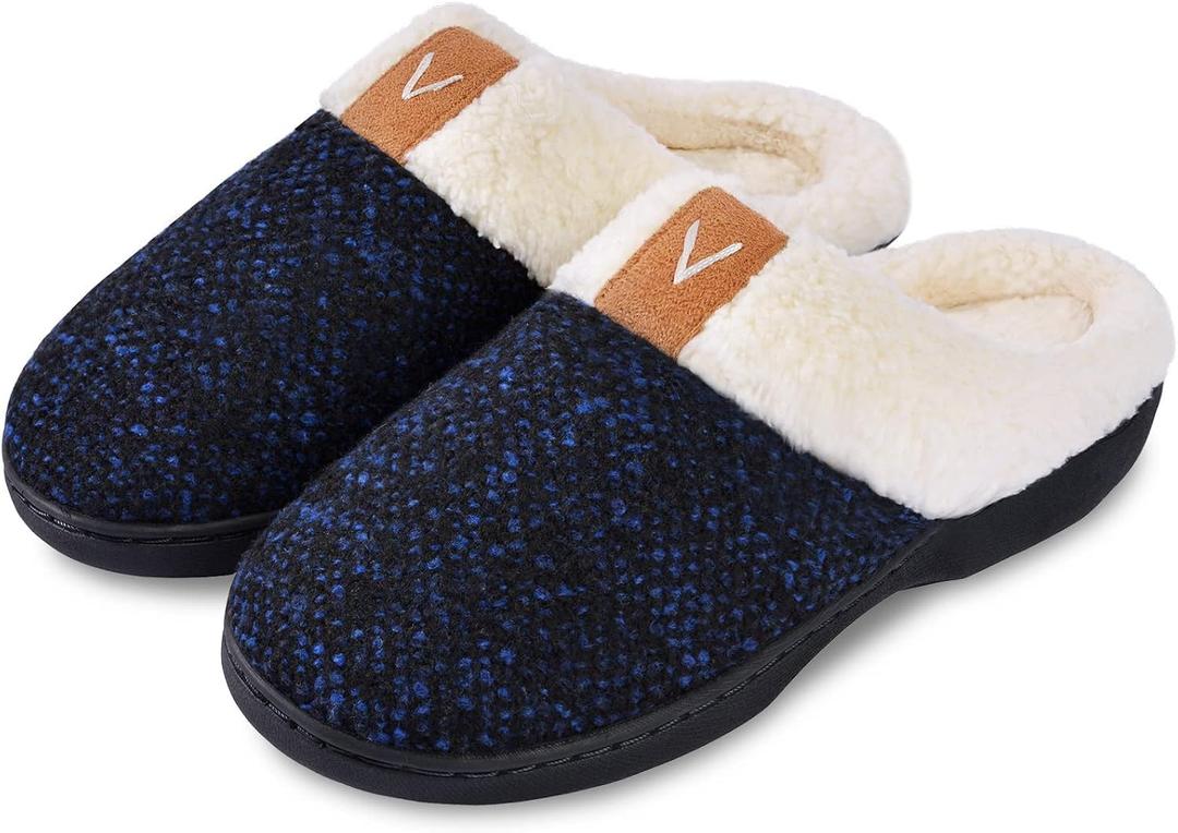 Parlovable Women's Slippers with Memory Foam, Wool-like Indoor Outdoor House Shoes with Anti-Skid Rubber Sole for Ladies, Gift for Women (M)