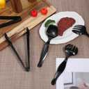 30pcs Disposable Plastic Serving Utensils Set 8.6'' Disposable Black Plastic Serving Spoons Forks Tongs Heavy Duty Black Large Party Utensils Supplies for Buffet Restaurant Dinner Wedding Salad Noodle