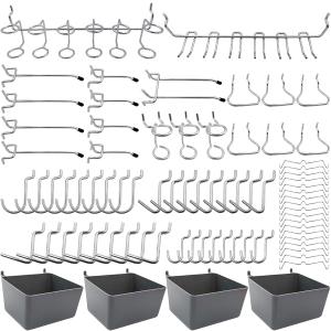 FRIMOONY Pegboard Hooks Assortment with Pegboard Bins, Peg Locks, for Organizing Various Tools, 80 Piece