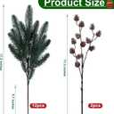 Ivydale 14Pcs Faux Pine Branches Norfolk Stem for Christmas Decoration, Artificial Greenery Plants Pine Needles with Pinecones for Table DIY Home Winter Indoor Vase Real Touch Christmas Decorations