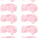 Pack of 10, Pink Makeup Headbands, Hair Band for Washing Face, Soft Coral Fleece Makeup Headband for Girls, Bow Hair Bands, Beauty Headbands for Face Washing Shower Skin Care Yoga