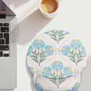 Seorsok Blue Noble Leaves & Floral Mouse Pad with Gel Wrist Support Mouse Pad,Ergonomic Aesthetic,Comfortable Mousepad for Office Game Work Computer,Pain Relief Mousepad with Non-Slip Silicone Base