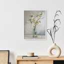 daktenn Floral Canvas Wall Art Bathroom Wall Art Pictures Wall Decor Home Decor Wall Decor for Bedroom Livingroom (White Framed, 18" x 24")