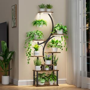 Plant Stand Indoor with Grow Lights - 8 Tiered Plant Shelf Indoor, 62" Corner Plant Stand for Indoor Plants Multiple, Metal Tall Plant Flower Holder, S-Shaped Plant Rack for Home, Patio(Patent Design)