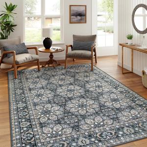 Lahome Area Rugs 6x9 Washable Bedroom Rugs, Large Green Living Room Rug, Non-Slip Dining Room Rug, Vintage Oriental Mandala Soft Indoor Floor Carpet for Playroom Home Office(6'x9', Green)
