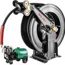 Pressure Washer Hose Reel 50 ft x 3/8 in, Retractable Hose Reel for Water/Air/Oil, Heavy Duty Hose Reel in Steel, Power Washer Reel with Dual Arm, Auto Rewind, Max 4000PSI (Without Hose)