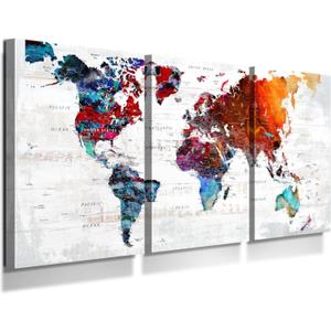 Canvas Wall Art Abstract Map Pictures for Bedroom Wall Decor Modern Office Artwork Graffiti Painting Kitchen Decoration Red Colorful Art