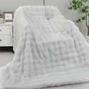 Heated Blanket Electric King- 100"x90" Soft Thick Bubble Electric Blanket for Sofa with 5 Heat Levels & 10 Hours Auto-Off Overheat Protection, Warm Cozy Gifts, Cream