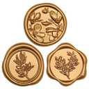 UNIQOOO Wax Seal Stickers - (3 Designs in 1 Pack) Wedding Invitation Envelope Seal Stickers, 60 Pcs Self-Adhesive Stickers, Perfect for Invitation, Christmas, Gift Wrapping (Anti Gold) (Magnolia & Eucalyptus & Olive Branch, Antique Gold)