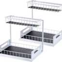 uxcell Under Sink Organizers and Storage, 2 Tier Sliding Bathroom Cabinet Organizer Pull Out Kitchen Cabinet Organizer, Multi-Purpose Basket Organizer Drawer, Black