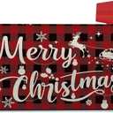 Christmas Mailbox Covers Buffalo Plaid Santa Letter Box Cove Magnetic Waterproof Mail Wraps for Outdoor Yard Garden Oversized Winter Mailbox Decor-25.5"x21"