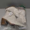 Coutgo Womens Pointed Toe Ankle Boots Chunky Stacked Heel Side Zipper Leather Fall Booties Shoes (8.5, Beige)