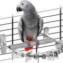 Bird Perch for Cage, Stainless Steel Parrot Perches with Metal Chew Toys, Bird Nail Trimming Cage Accessories for Cockatiels, Macaws, African Grey, Amazon Parrots