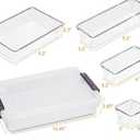 Citylife 4PCS Plastic Storage Bins with Organizer Tray, Stackable Clear File Box, Versatile Craft Storage for Office, Kitchen, Bathroom and School Supplies, 24-pack