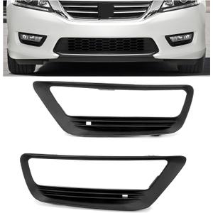 HECASA Fog Light Trim Bezel Black Driver Passenger Side Compatible with 2013-2015 Honda Accord Sedan Replacement for HO1038111 71112T2AA10 (Pair)