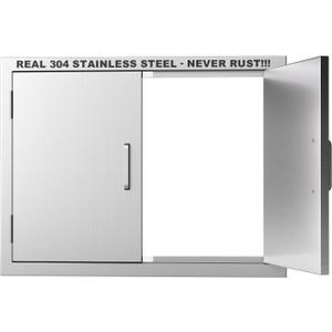 Outdoor Kitchen Door 31" W x 24" H-304 Stainless Steel Never Rust Cabinet Door-Double Layer-BBQ Access Doors-Weatherproof GrillDoor-Flush Mount BBQ Island Doors-MetalDoor for Outdoor Indoor Kitchen