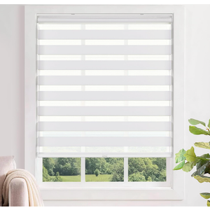 LazBlinds No Tools No Drill Cordless Zebra Blinds 30x72, White
