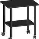 2 Tier Printer Stand with Storage, Under Desk Printer Table, Space-Saving Printer Table with Locking Wheels, Rolling Printer Cart for Home Office, Black