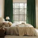 NICETOWN Room Darkening Olive Green Velvet Curtain Panels for Living Room, Vintage Home Decor Elegant Heavy Duty Drapes Window Treatment, Single Rod Pocket, W52 x L96, Set of 2