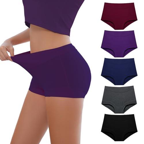 Migbean Women's Cotton Boxer Briefs Underwear Boy Shorts Underwear Lightweight High Waist Panties 5 Pack Multicolor large Migbean Women's Cotton Boxer Briefs Underwear Boy Shorts Underwear Lightweight High Waist Panties 5 Pack Multicolor large