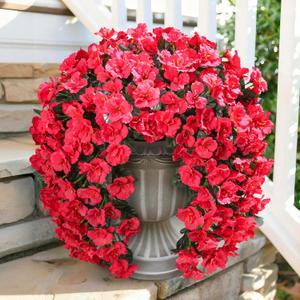 Ivydale Hibiscus Artificial Fake Hanging Flowers Plants for Outdoor Spring Decoration, 2PCS UV Resistant Faux Hibiscus Silk Flowers Realistic Look Real for Planters Outside Porch Patio Yard, Red