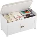 HOMEFORT 30" Shoe Bench with Lift Top Storage, Entryway Bench with Cushioned Seat, Wooden End of Bed Bench, Shoe Cabinet Bench with Hidden Storage Space, for Bedroom, Hallway,White (30"Wx14.9"D x18.1"H)