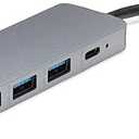 Amazon Basics USB 3.2/3.1 Gen 2 Hub Dock, 10Gbps, USB-C to 1xUSB-C / 3xUSB-A Works with Windows/Mac, Silver, Black