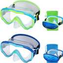 Swim Goggles Kids 6-14, Diving Mask No Tangle StrapWater Goggles Nose Cover for JR / Youth (2PK - Blue)