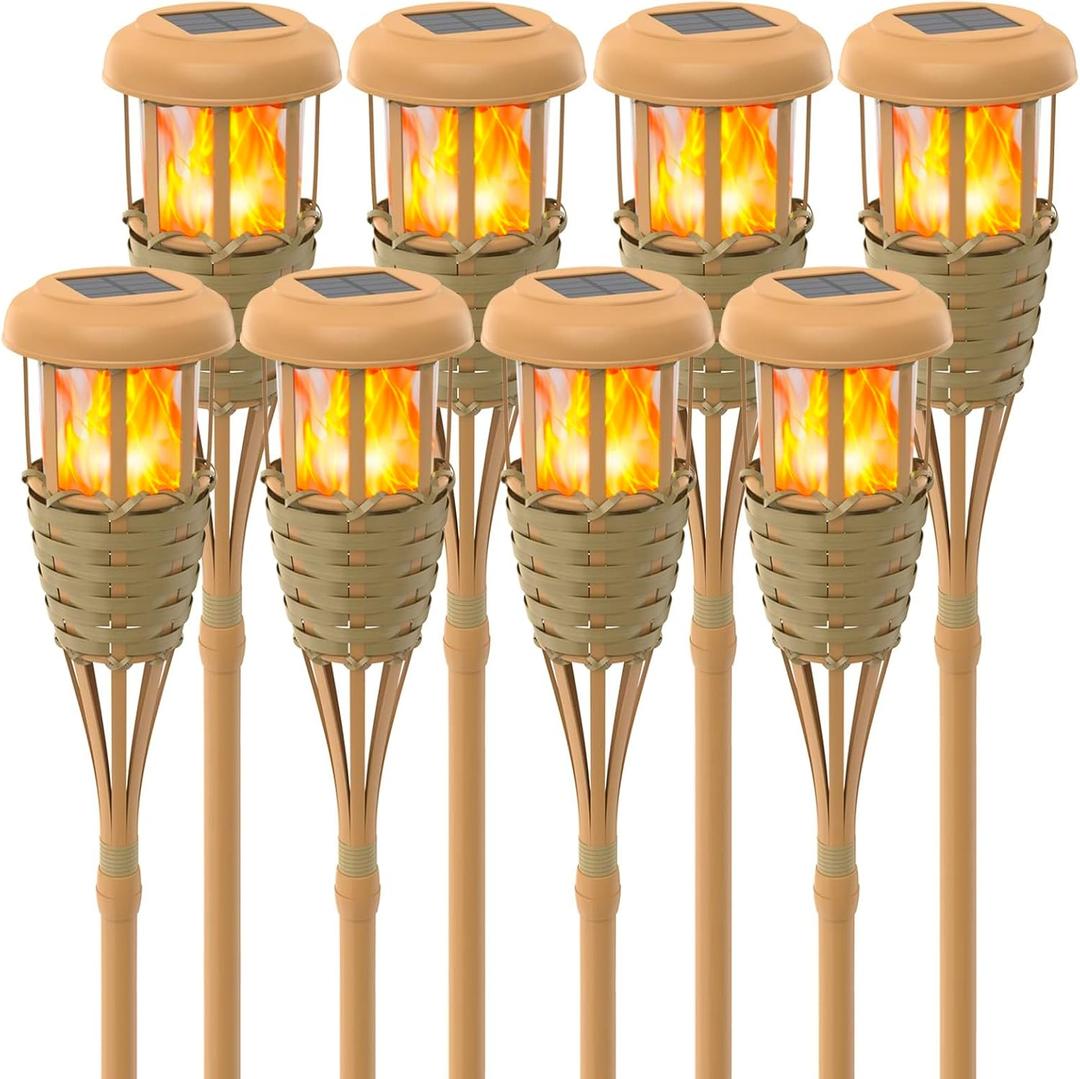 Solar Outdoor Lights, Solar Torch Lights Outdoor Flickering Flame, Outdoor Decorations for Patio Path Yard - 8 Pack