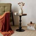 Metal Small Side Table, Round Vintage Nightstand, End Table for Bedside or Sofa, Accent Pedestal Table for Living Room Corners and Small Spaces, Black