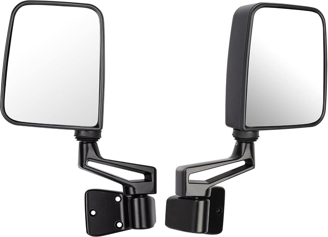 Passenger+Driver Side View Mirror Black Pair Side Mirror Replacement fit for 1987 1988 1989 1990 1991 1992 1993 1994 1995 1997 1998 1999 2000 2001 2002 for Jeep Wrangler with Manual Folding