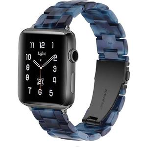 Light Compatible with Apple Watch 38mm 40mm 41mm 42mm 44mm 45mm 46mm 49mm, Fashion Resin iWatch Women Men Bracelet with Stainless Steel Clasp for Apple Watch Series 10 SE 9 8 7 6 5 4 3 2 1, Ultra 2 1
, Blue