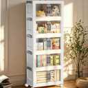 Hanyi 70 QT 5-Tier Stackable Storage Bins with Lids, Clear Doors, 4 Wheels