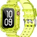 Clear Watch Band for Apple Watch 42mm 44mm 45mm 46mm Jelly Crystal Bumper Case Band for Women Men Compatible with Apple iWatch Series 11 10 9 8 7 SE 6 5 4 3 2 1 (Yellow)