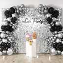 COKAOBE Silver Shimmer Wall Backdrop, 48PCS Square Sequin Shimmer Backdrop Panel, Photo Backdrops for Birthday, Anniversary, Wedding, Graduation & Bachelorette Party Decoration