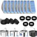 PEKTACO Cat Water Fountain Filters Replacement & Pre-Filter Sponges for 3.2L/108oz Automatic Pet Fountain, Dog Water Dispenser 9 Pack Filters & 9 Pre-Filter Sponges Foam Filters